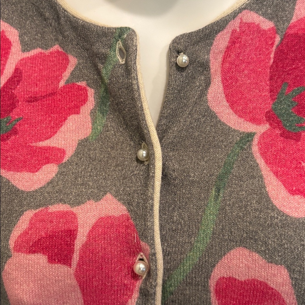 Frances Valentine Grey/Pink Darling Cardigan Dutch Tulip size M - Picture 2 of 6